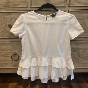 Aqua Bloomingdales Blouse White Tiered Small